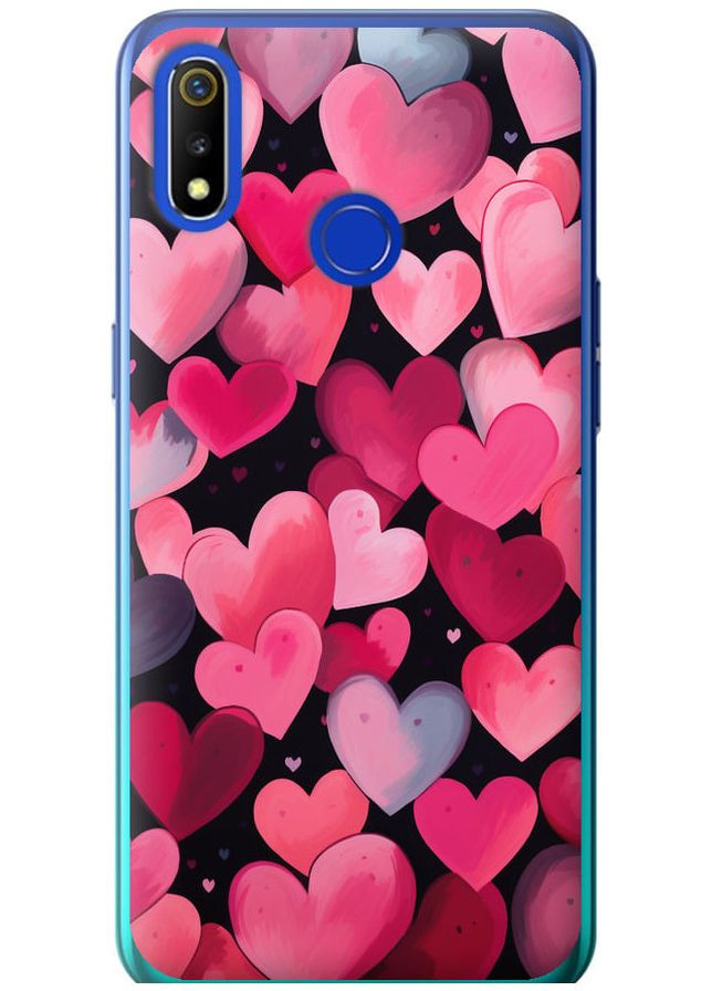 Силиконовый чехол 'Сердечки 4' для Endorphone Realme 3 (267236217)