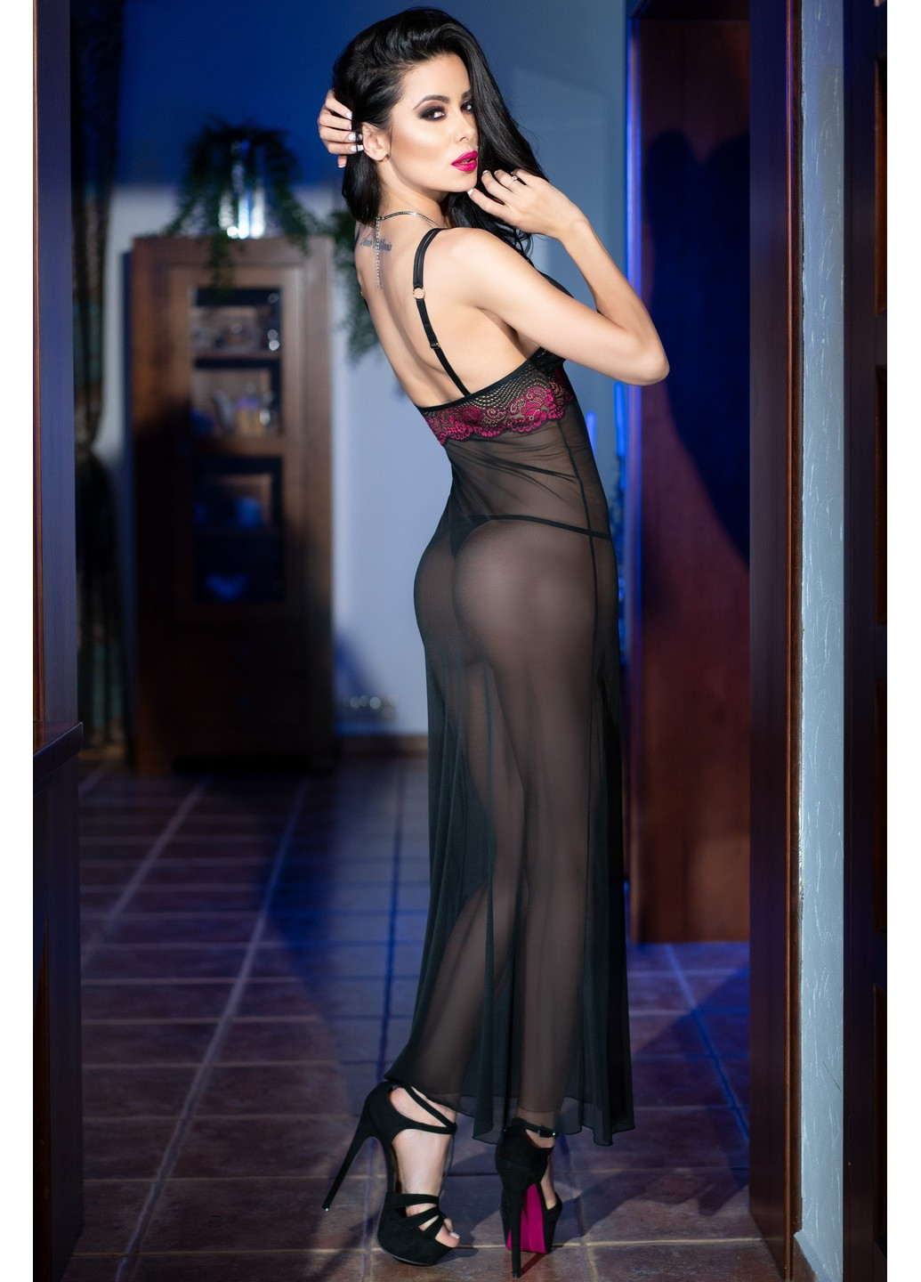 Черное откровенный платье эротическое 4215 с открытой спиной Chilirose однотонное