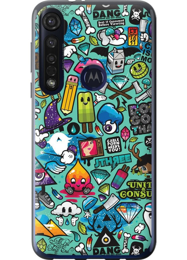 Силіконовий чохол 'Стікер бомбінг 1' для Endorphone Motorola G8 Plus (257953999)