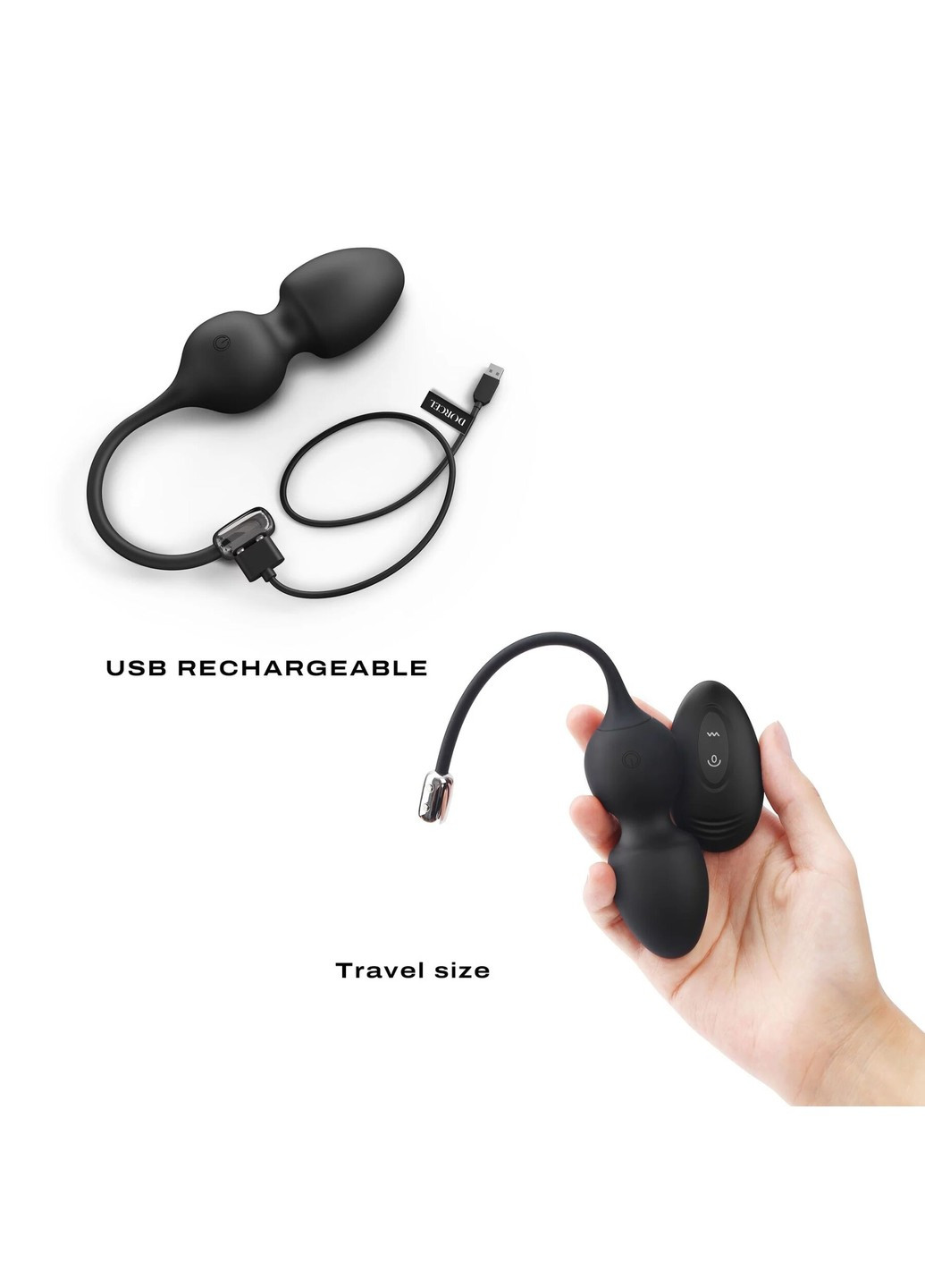 Вагінальні кульки LOVE BALLS BLACK, вібрації та рухи внутрішньої кульки, пульт ДК Dorcel (269007149)