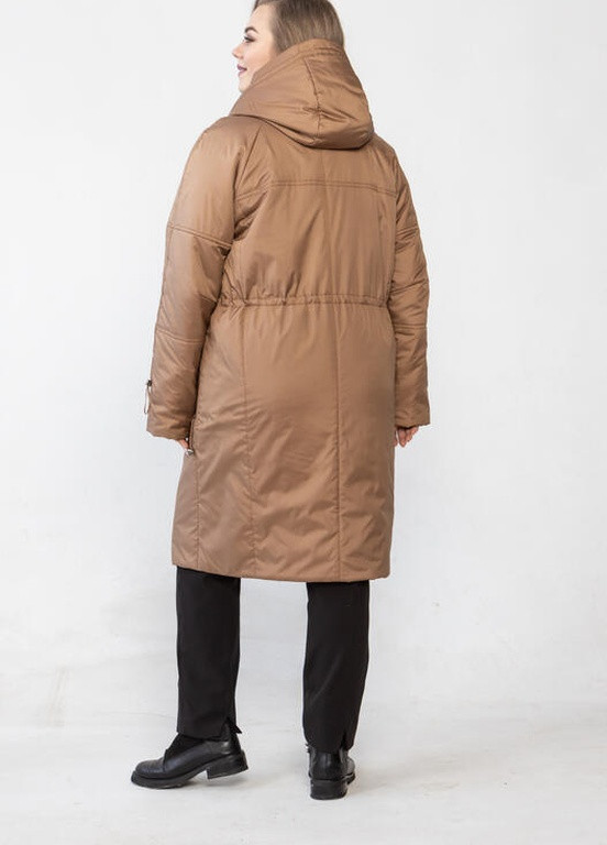 Горчичное демисезонное Женское пальто с капюшоном DIMODA