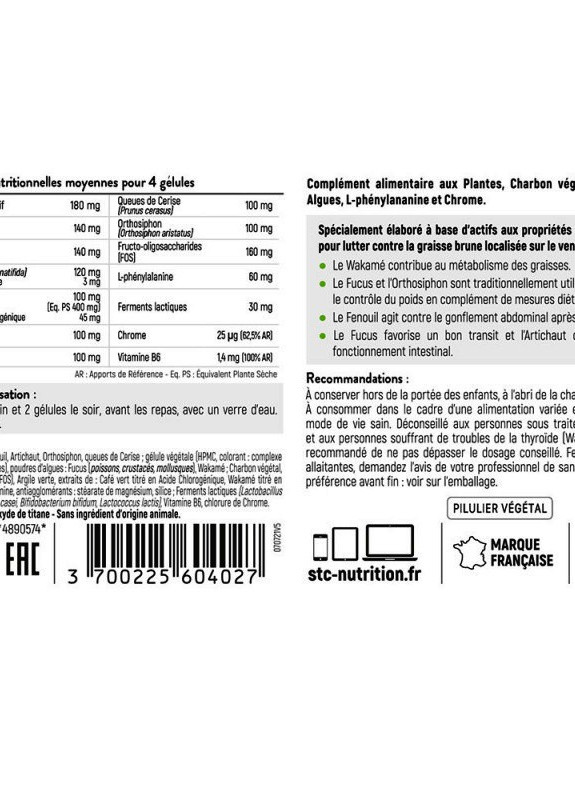 TAILLE ABDOS VENTRE PLAT® 120 Caps STC Nutrition (258498973)