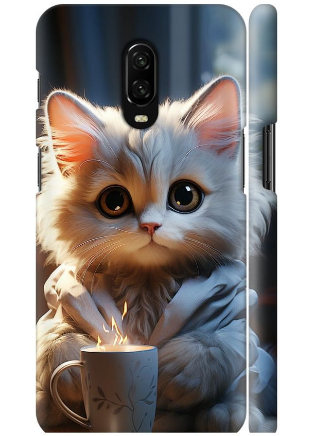 3D пластиковий матовий чохол 'Білий кіт' для Endorphone oneplus 6t (265393930)