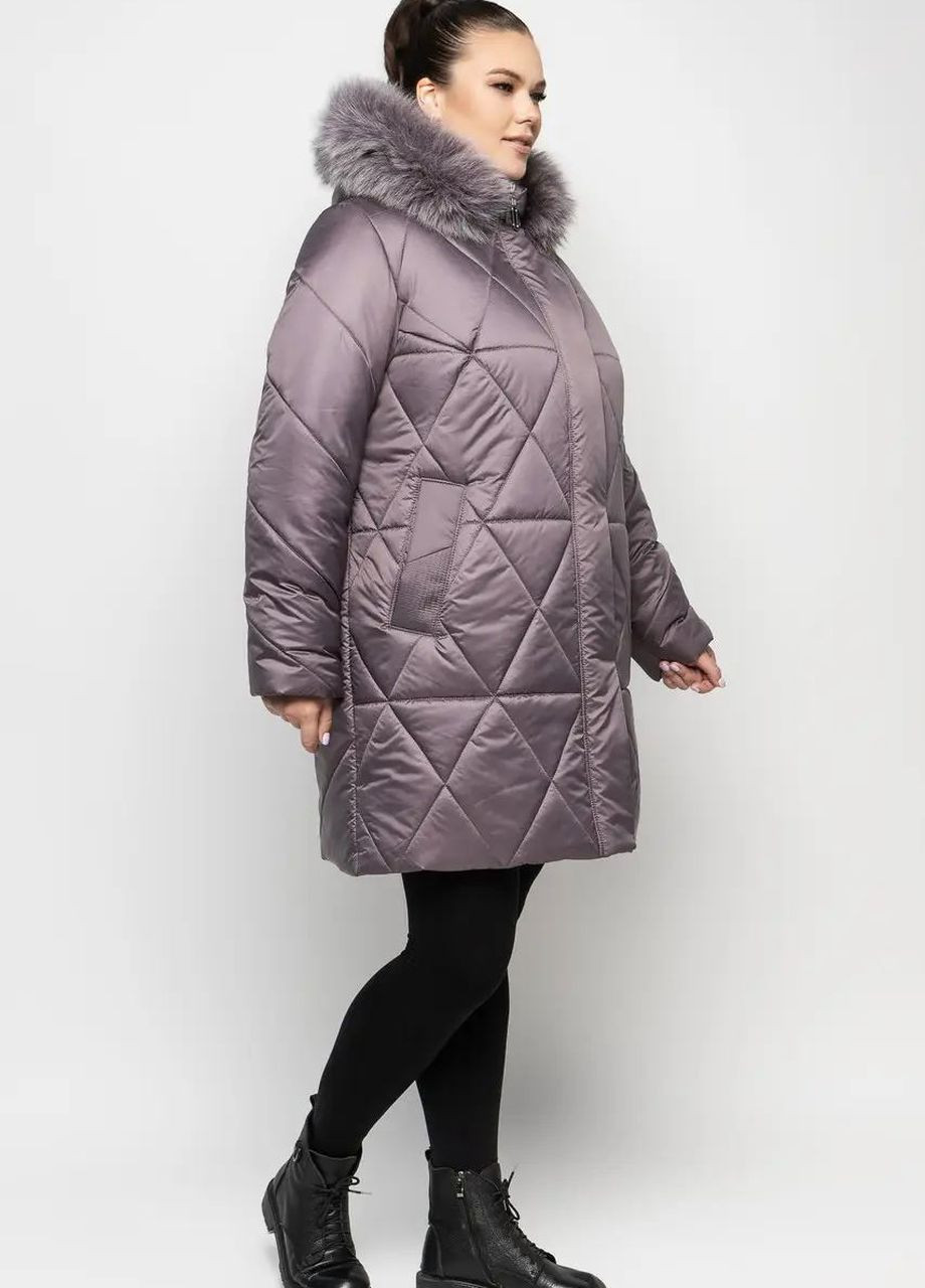Лиловая зимняя женская зимняя куртка большого размера SK