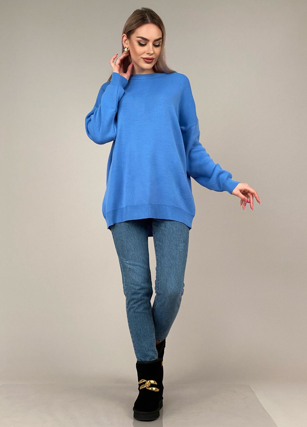 Блакитний демісезонний пуловер оверсайз пуловер CHICLY