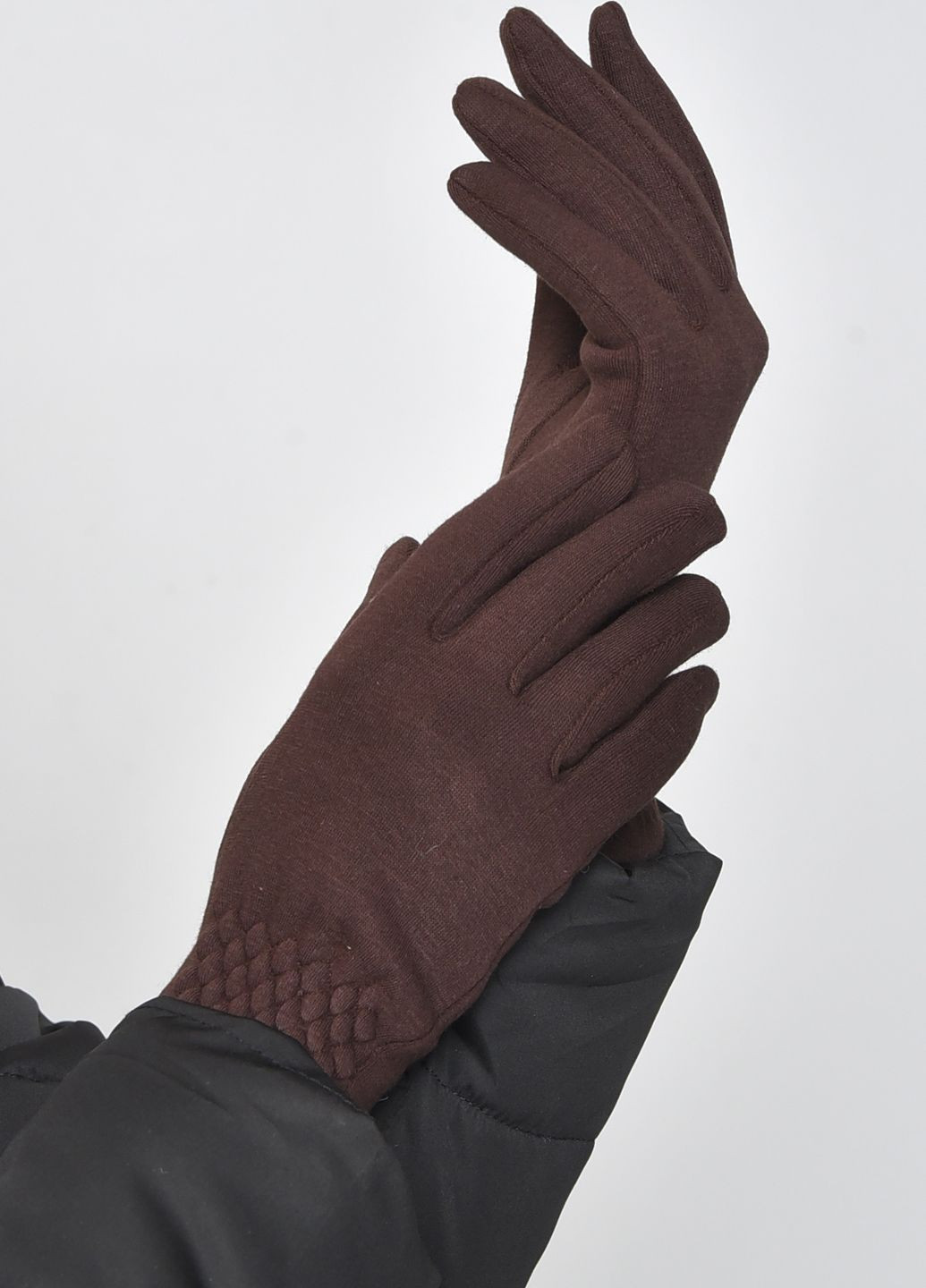 Перчатки женские на меху коричневого цвета размер 8 Let's Shop (263278193)