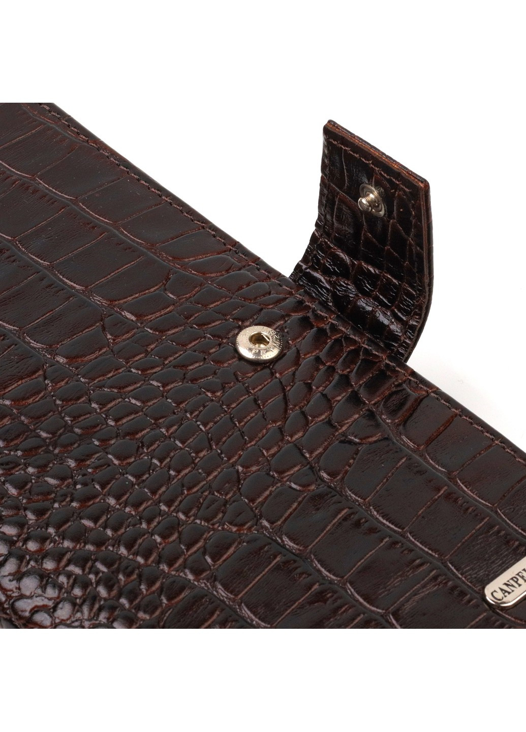 Вместительное вертикальное мужское портмоне из натуральной фактурной кожи с тиснением под крокодила 21720 Коричневое Canpellini (259874106)