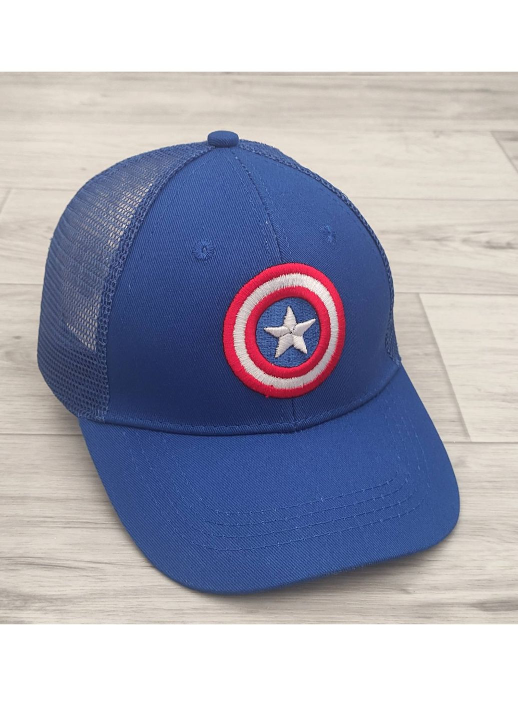 Кепка детская бейсболка Капитан Америка с сеточкой Синий 50-54р (2227) No Brand (260336467)