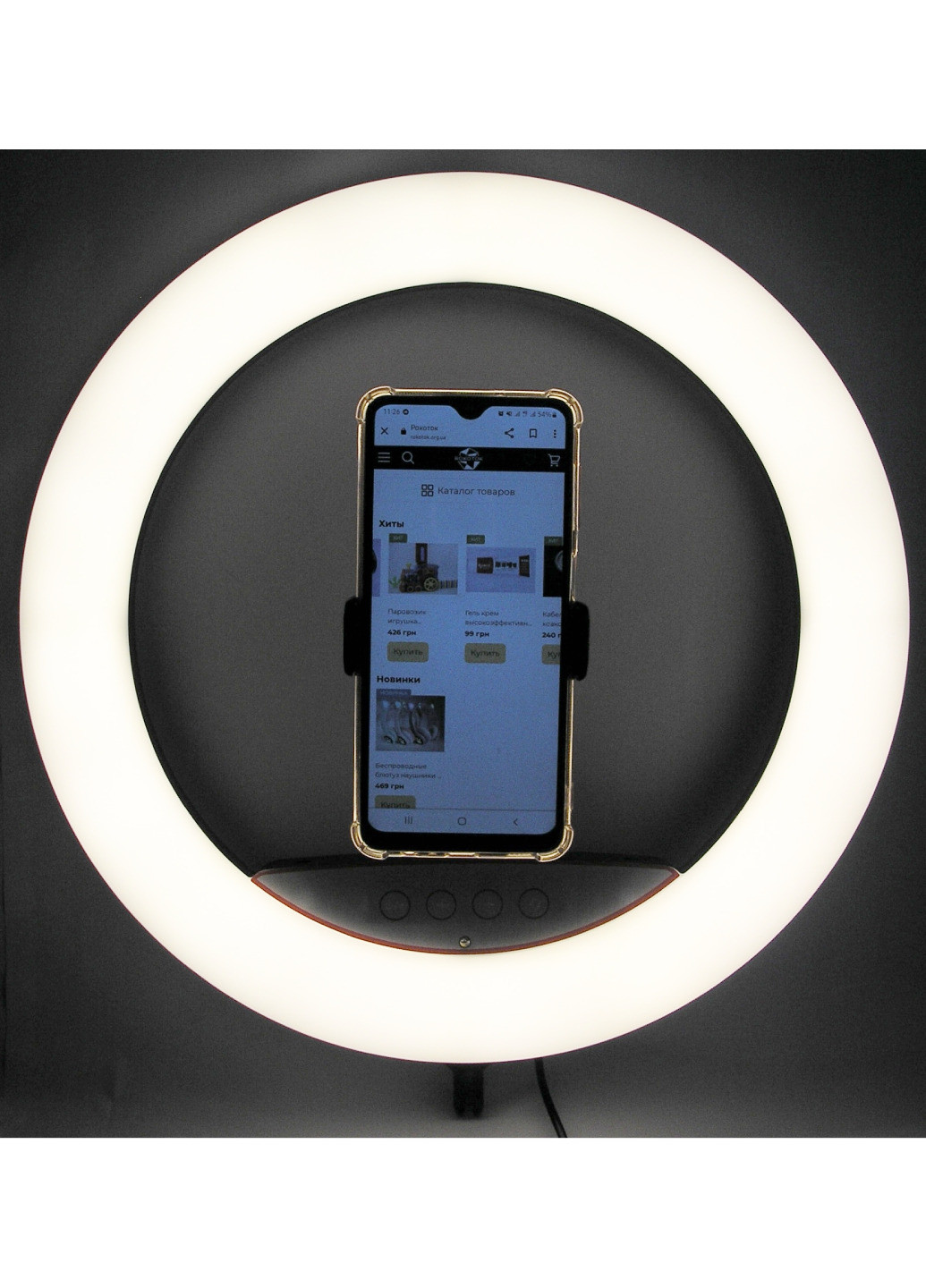 Лампа селфи кольцевая кольцо 36 см пульт тройной зажим для телефона и креплением под штатив LED светодиодная No Brand (260623726)