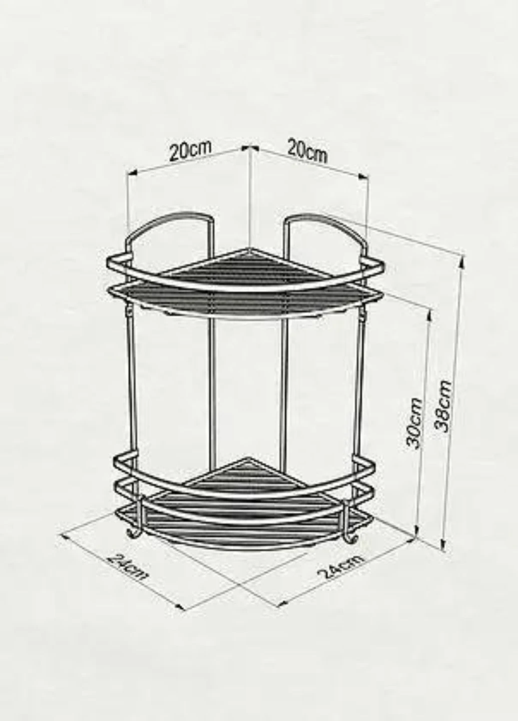 Полка угловая двухъярусная LM008H 24x24x38 см хром Tekno-Tel (269691335)