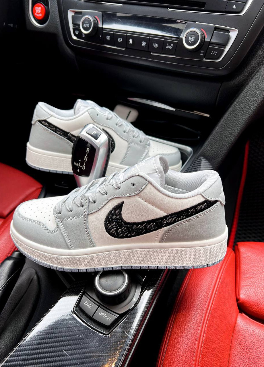 Білі Осінні чоловічі кросівки, білі (n064203-1) Nike Air Jordan 1 Low Gray Dior
