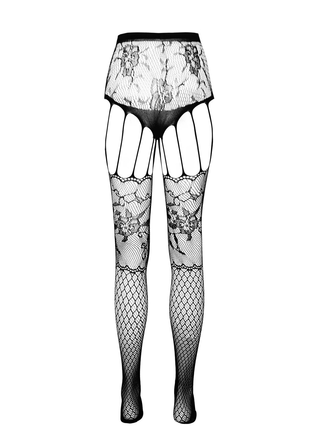 Еротичні колготки-бодістокінг ECO S004 white, закриті трусики, декор, підв’язки Passion (269007055)