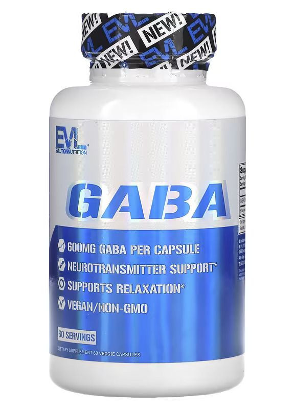 Гамма-аміномасляна кислота GABA 600 mg 60 Veggie Capsules EVLution Nutrition (275333428)