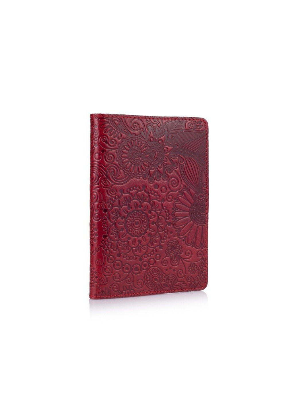 Кожаная красная обложка на паспорт HiArt PC-01 Mehendi Art Красный Hi Art (268371386)