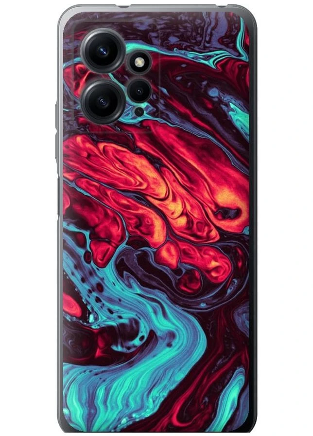 Силиконовый чехол 'Синяя красная абстакция' для Endorphone Xiaomi Redmi Note 12 4G (276316571)