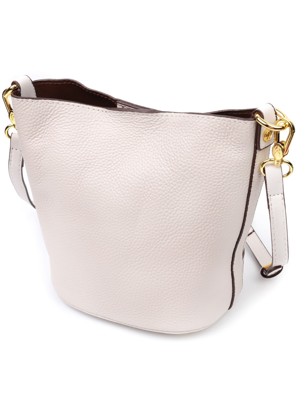 Компактна сумка жіноча з автономною косметичкою всередині з натуральної шкіри 22365 Біла Vintage (276461820)
