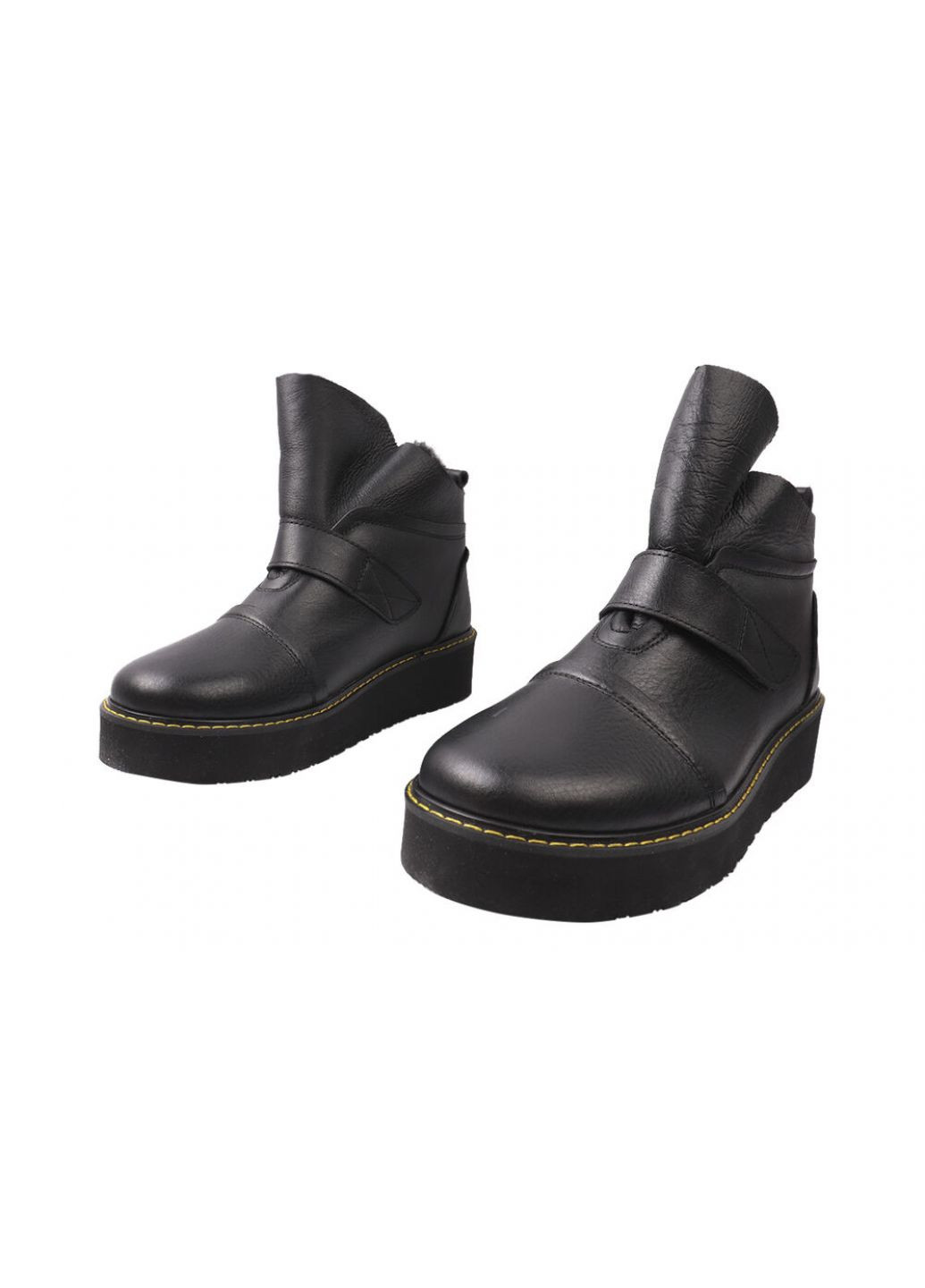 ботинки женские из натуральной кожи, на платформе, черные, украина Best Vak