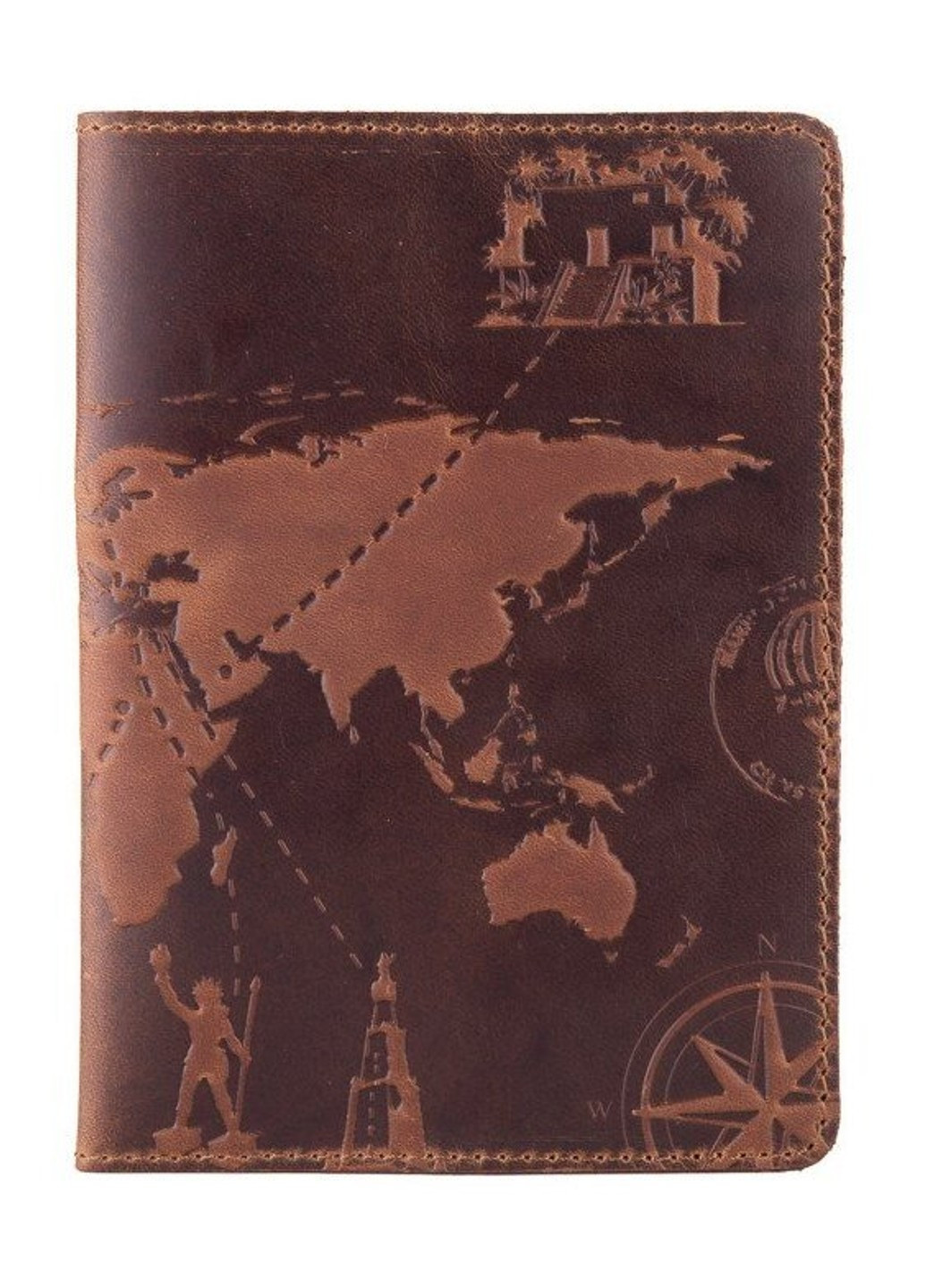 Кожаная обложка на паспорт HiArt PC-01 Shabby Cumaru 7 wonders of the world Рыжий Hi Art (268371231)