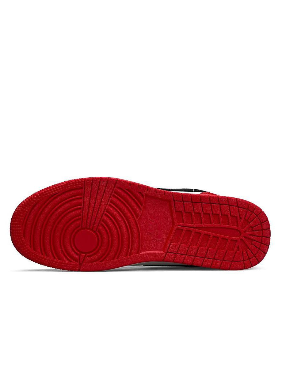 Черно-белые демисезонные кроссовки мужские, вьетнам Nike Air Jordan 1 Low Black White Red