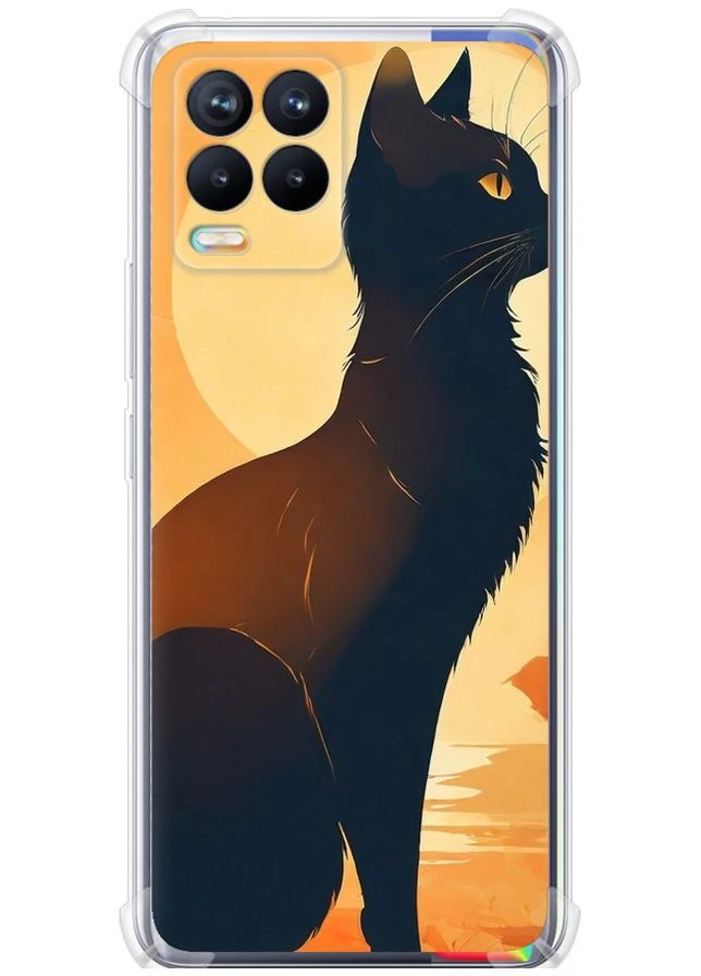 Силіконовий протиударний с посиленими кутами чохол 'Чорна кішка v2' для Endorphone Realme 8 (276058380)