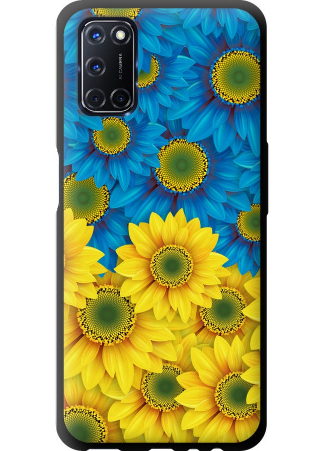 TPU черный чехол 'Жёлто-голубые цветы' для Endorphone oppo a52 (257832751)