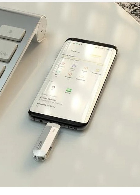 Флеш накопитель 64Gb UD10 (Type-C, USB 3.0, подходит для смартфона, повышенная скорость, компактная флешка) - Металлик Hoco (257410987)