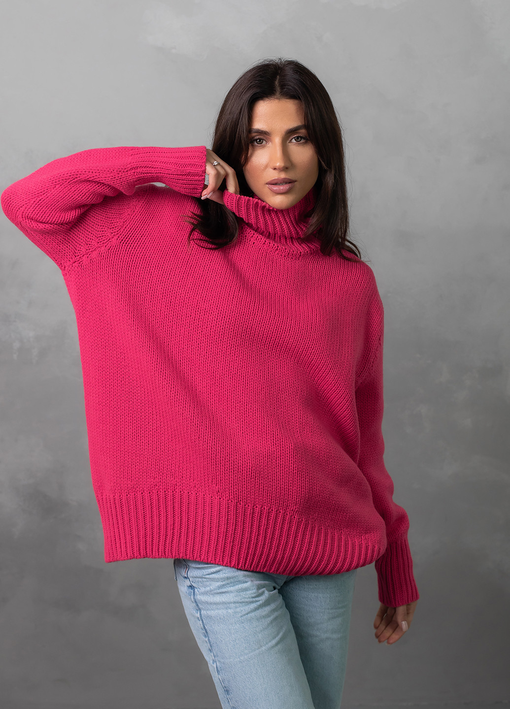 Фуксиновий (колору Фукія) светр жіночий джемпер Viviami