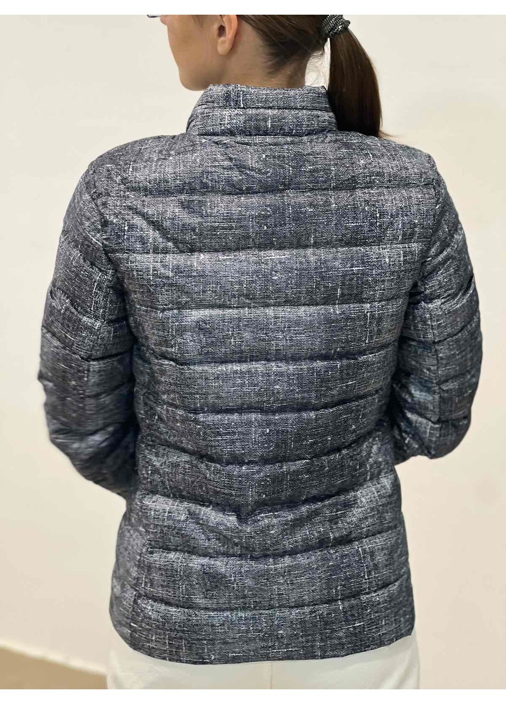 Темно-сіра демісезонна жіноча стьобана куртка м&s (56097) 8 темно-сіра M&S