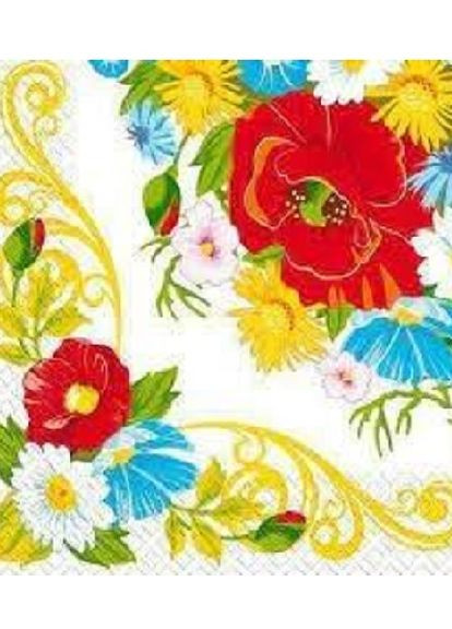 Серветки паперові Квіткова рамочка тришарові із малюнком 18 шт. Марго (265628936)