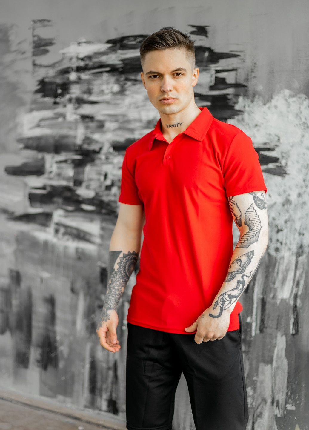 Красная футболка-мужское поло для мужчин No Brand