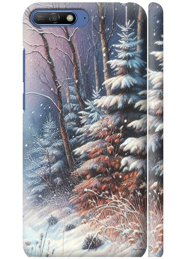 3D пластиковый матовый чехол 'Зимний пейзаж' для Endorphone Huawei Y6 2018 (275463004)
