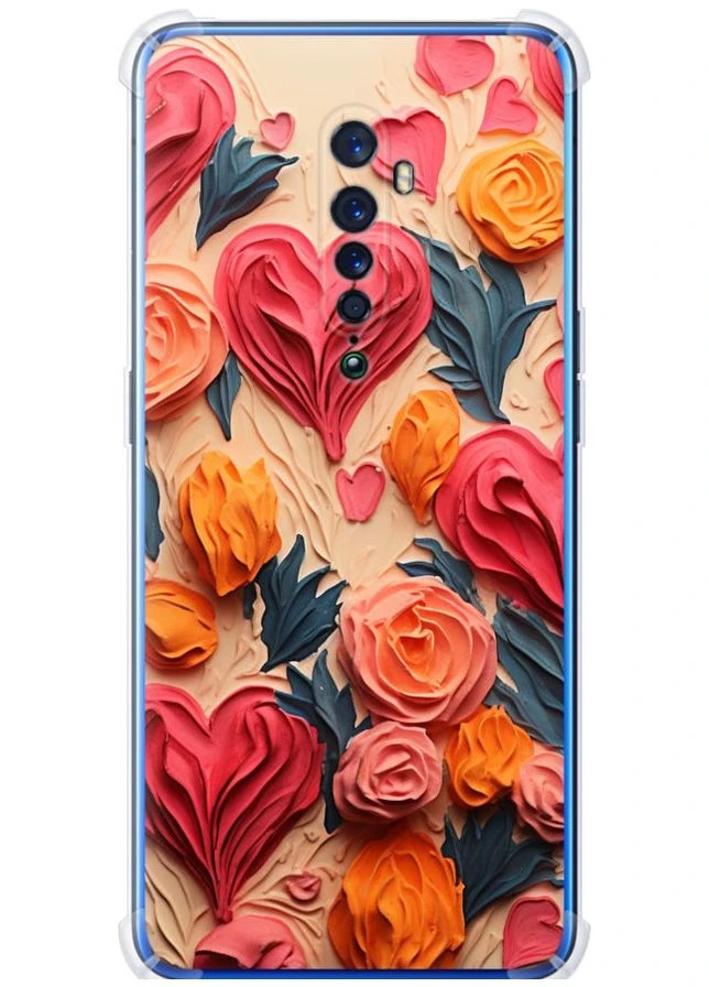 Силіконовий протиударний с посиленими кутами чохол 'Сердечка 3' для Endorphone Oppo Reno 2 (267233943)