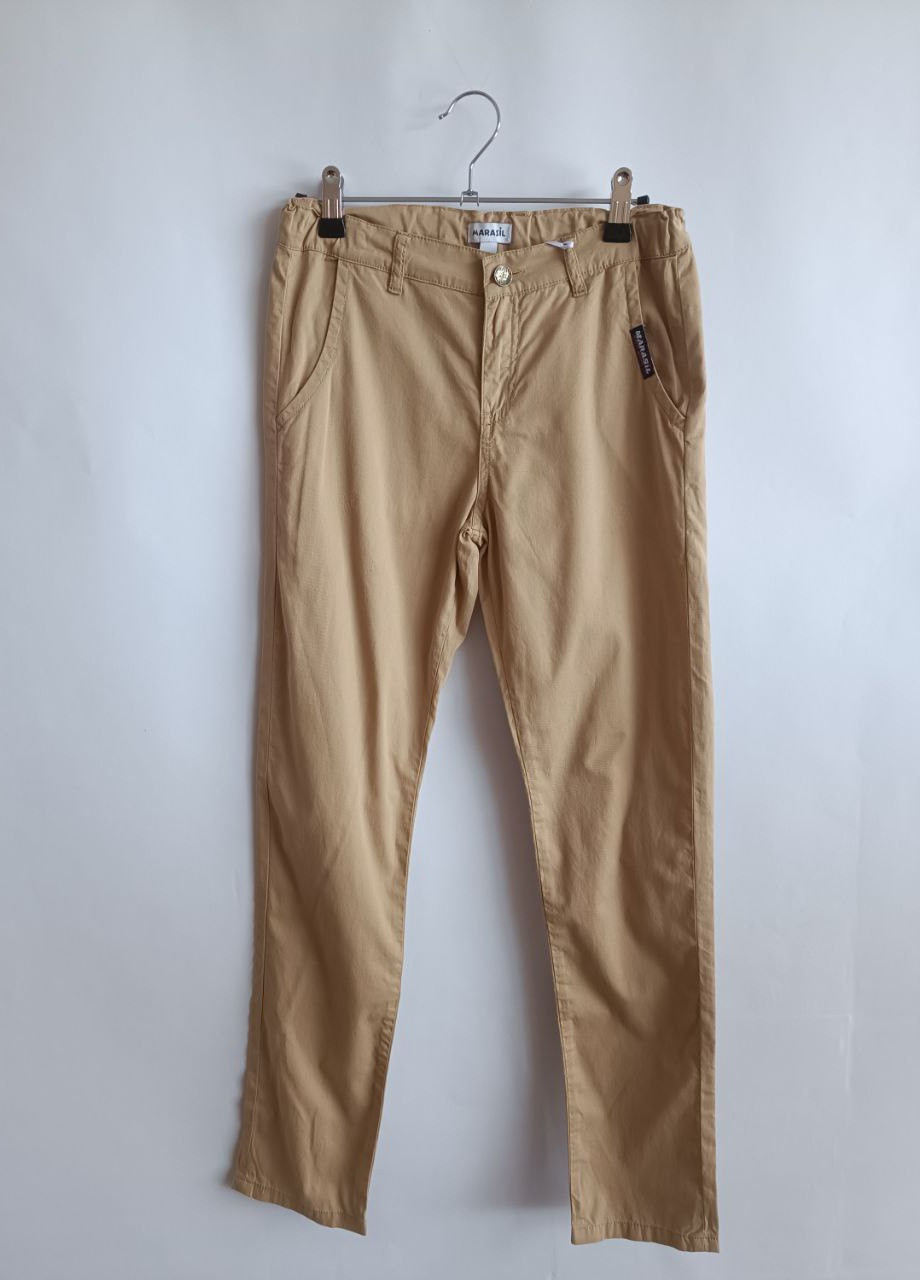 Бежевые джинсовые демисезонные брюки зауженные Marasil