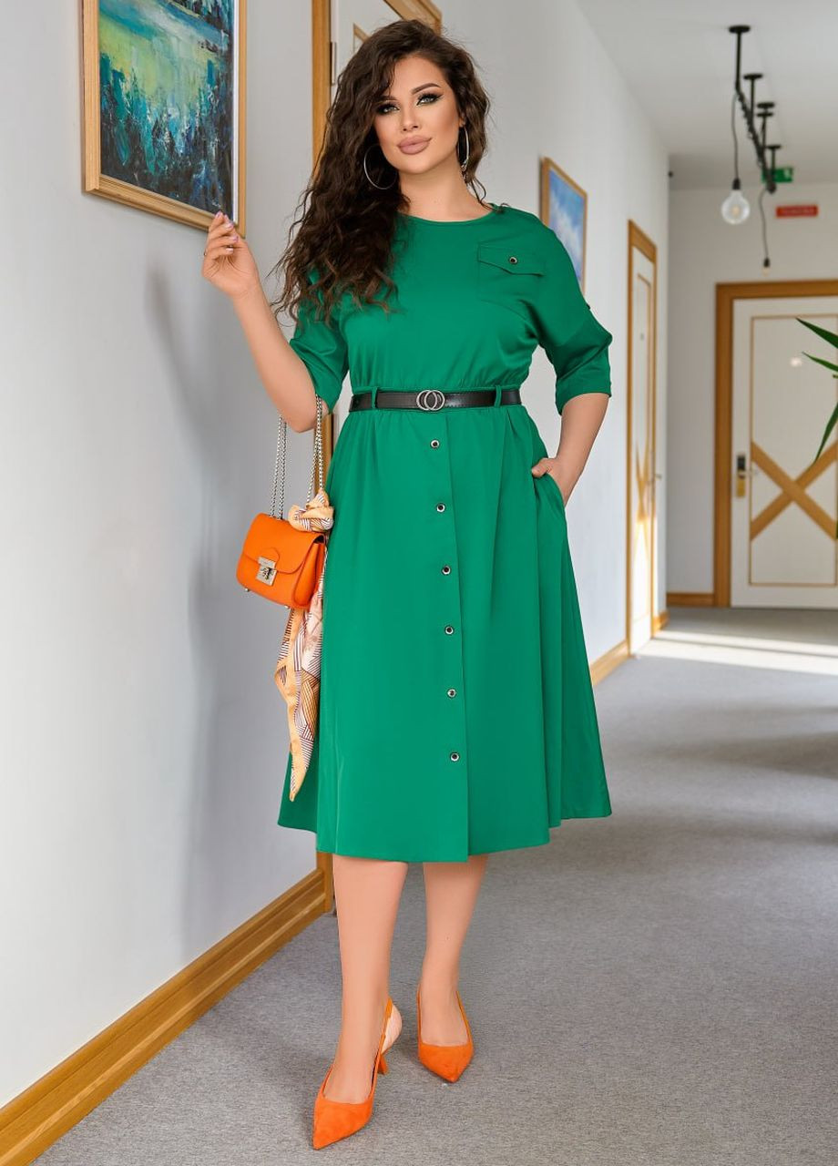 Зеленое женское платье миди зеленого цвета р.42/44 439036 New Trend