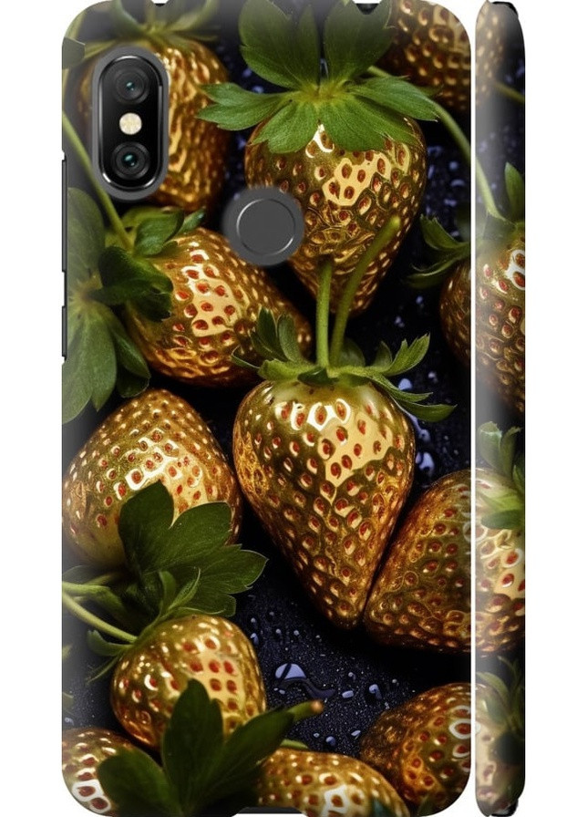 3D пластиковый матовый чехол 'Золотая клубника' для Endorphone Xiaomi Redmi Note 6 Pro (259322044)