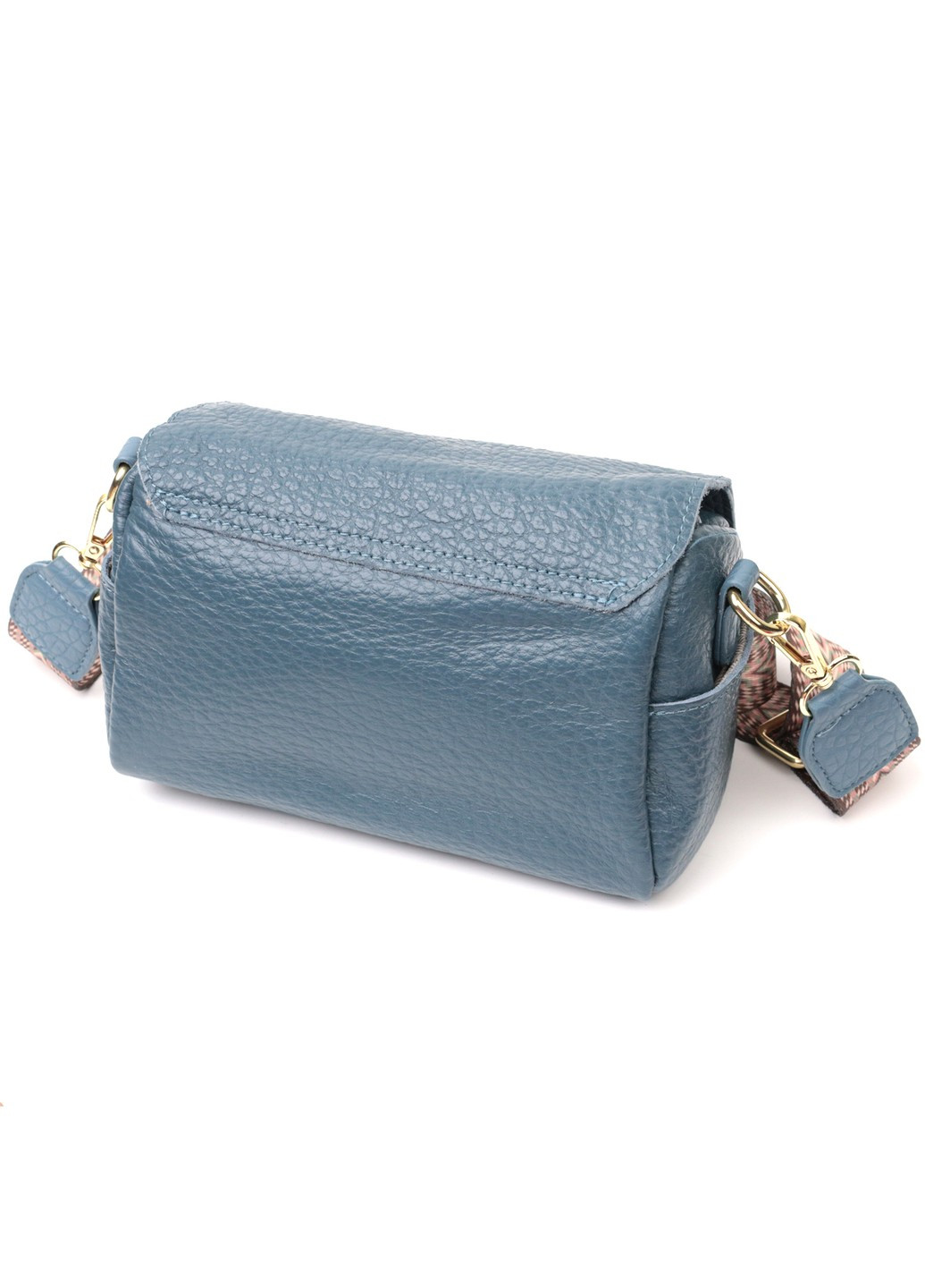 Отличная кожаная женская сумка с оригинальной плечевой лямкой 22402 Синяя Vintage (276457553)