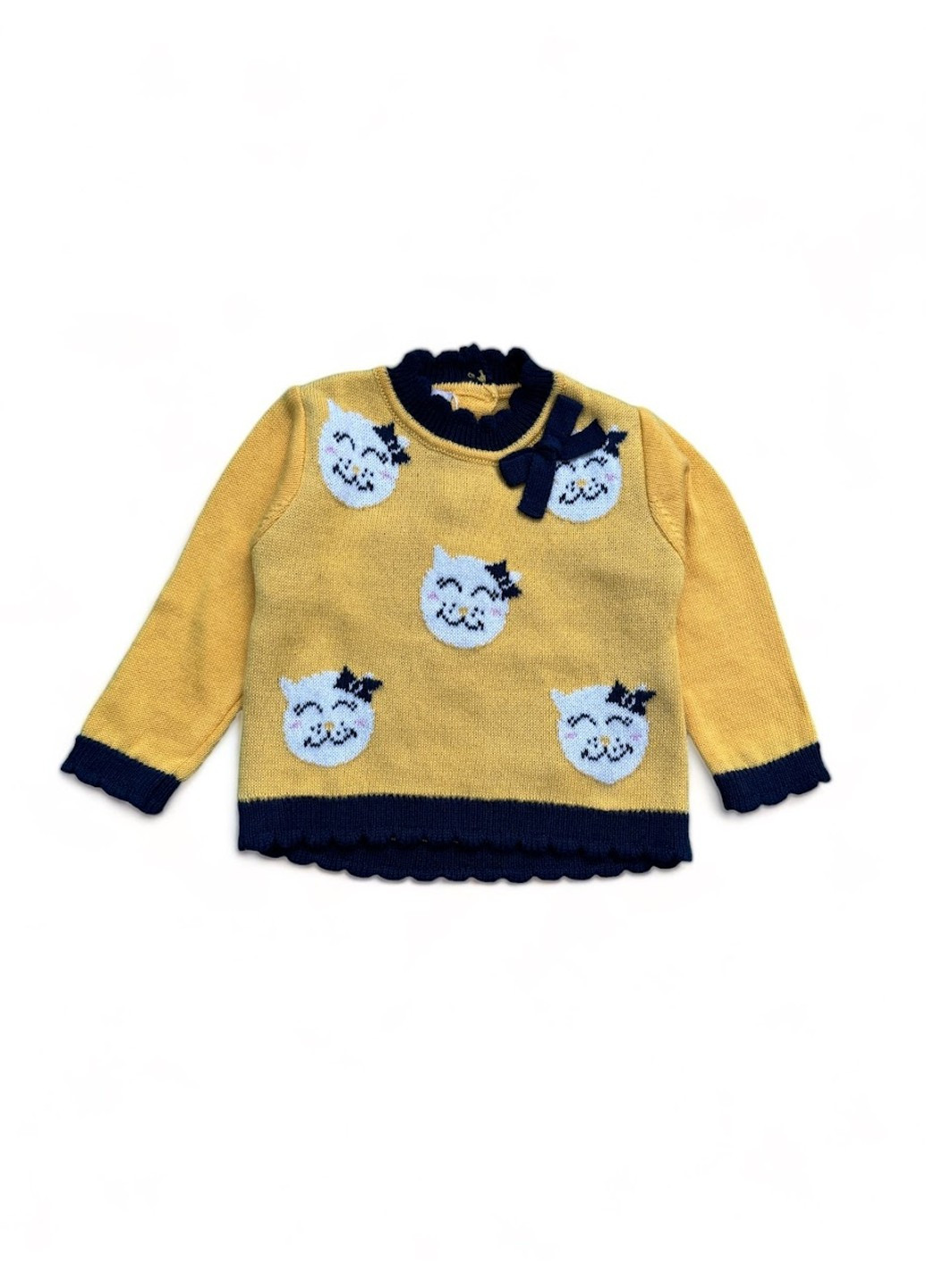 Жовтий в'язаний светр з круглою горловиною Chicco