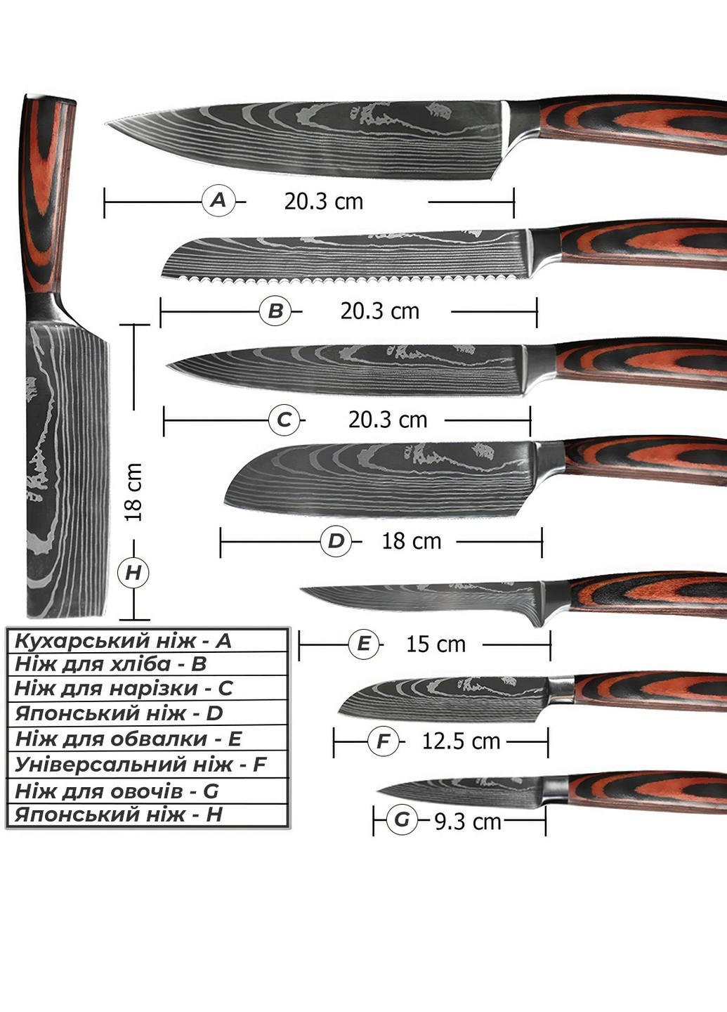 Набор ножей из нержавеющей стали / профессиональные ножи для кухни / для мяса, рыбы, овощей / 10 предметов DobraMAMA серые, нержавеющая сталь