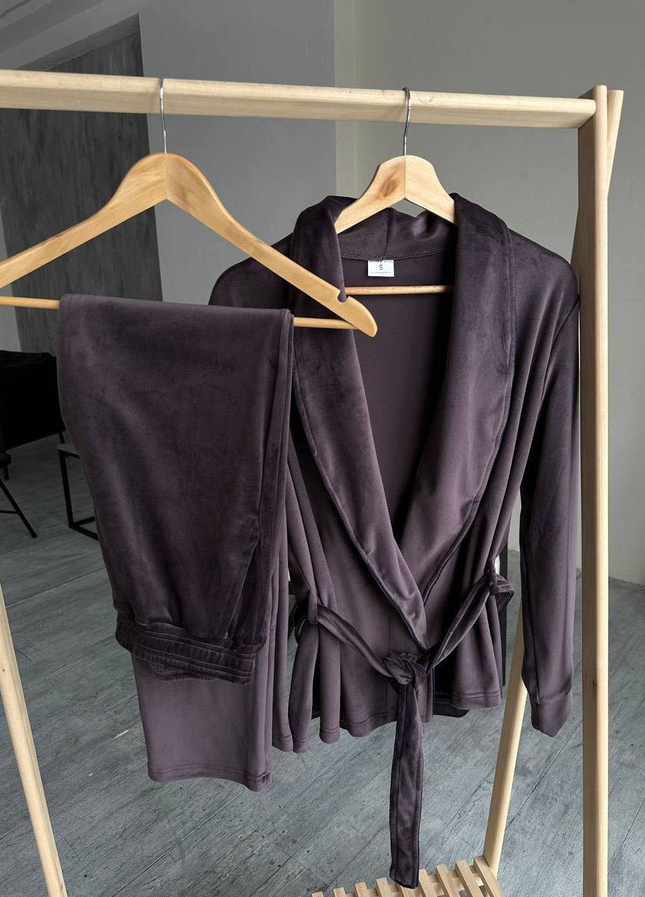 Темно-фиолетовая всесезон велюровая пижама - домашний костюм Vakko