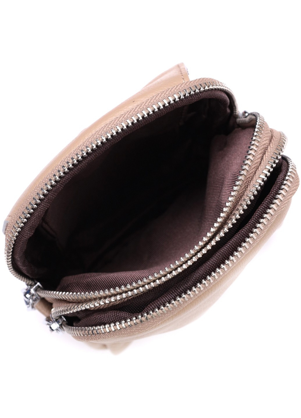 Невелика вертикальна сумка для жінок на два відділення з натуральної шкіри 22400 Бежева Vintage (276457498)