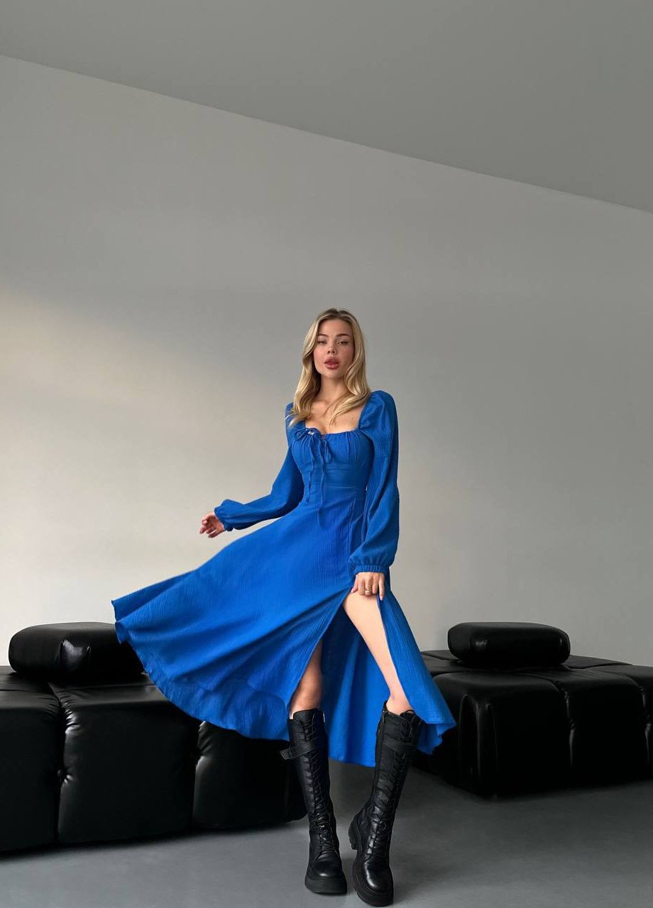 Синя жіноча сукня муслін No Brand