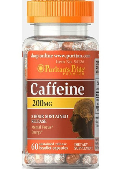 Puritan's Pride Caffeine 200 Mg 8-Hour Sustained Release 60 Caps Puritans Pride (256721123)