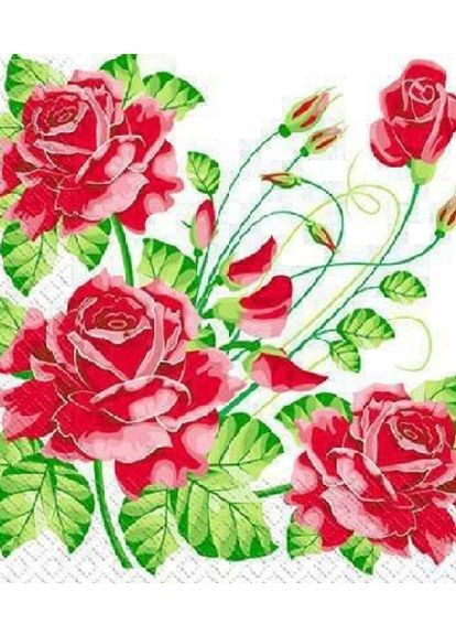 Салфетки бумажные трехслойные Красные розы 18 шт. Марго (266902245)