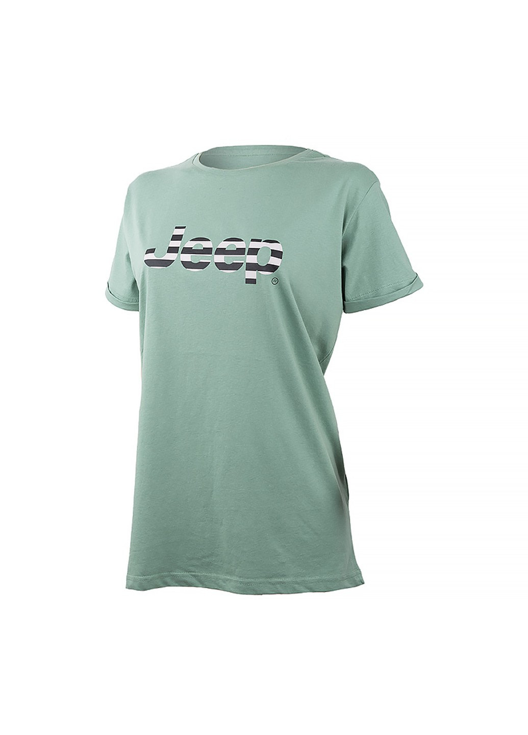 Зеленая демисезон футболка t-shirt oversize striped print turn Jeep