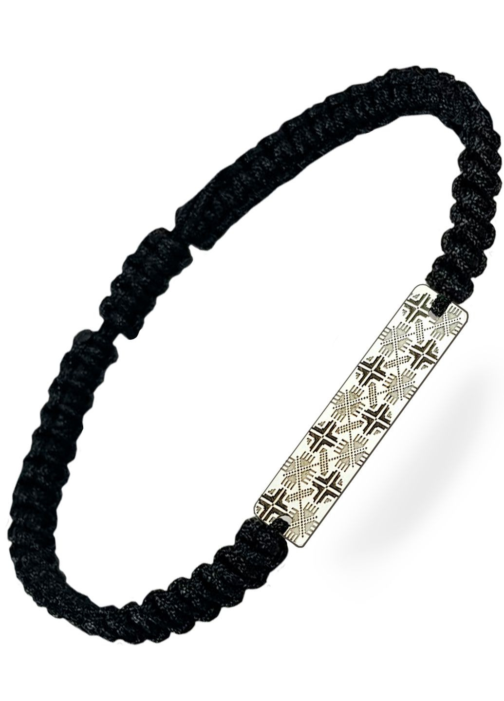 Срібний браслет шамбала Вишиванка чорна нитка «Житомир» регулюється родований Family Tree Jewelry Line (266267249)