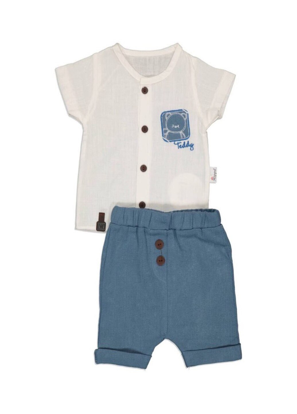 Молочный летний комплект(рубашка и шорты) для мальчика Модняшки
