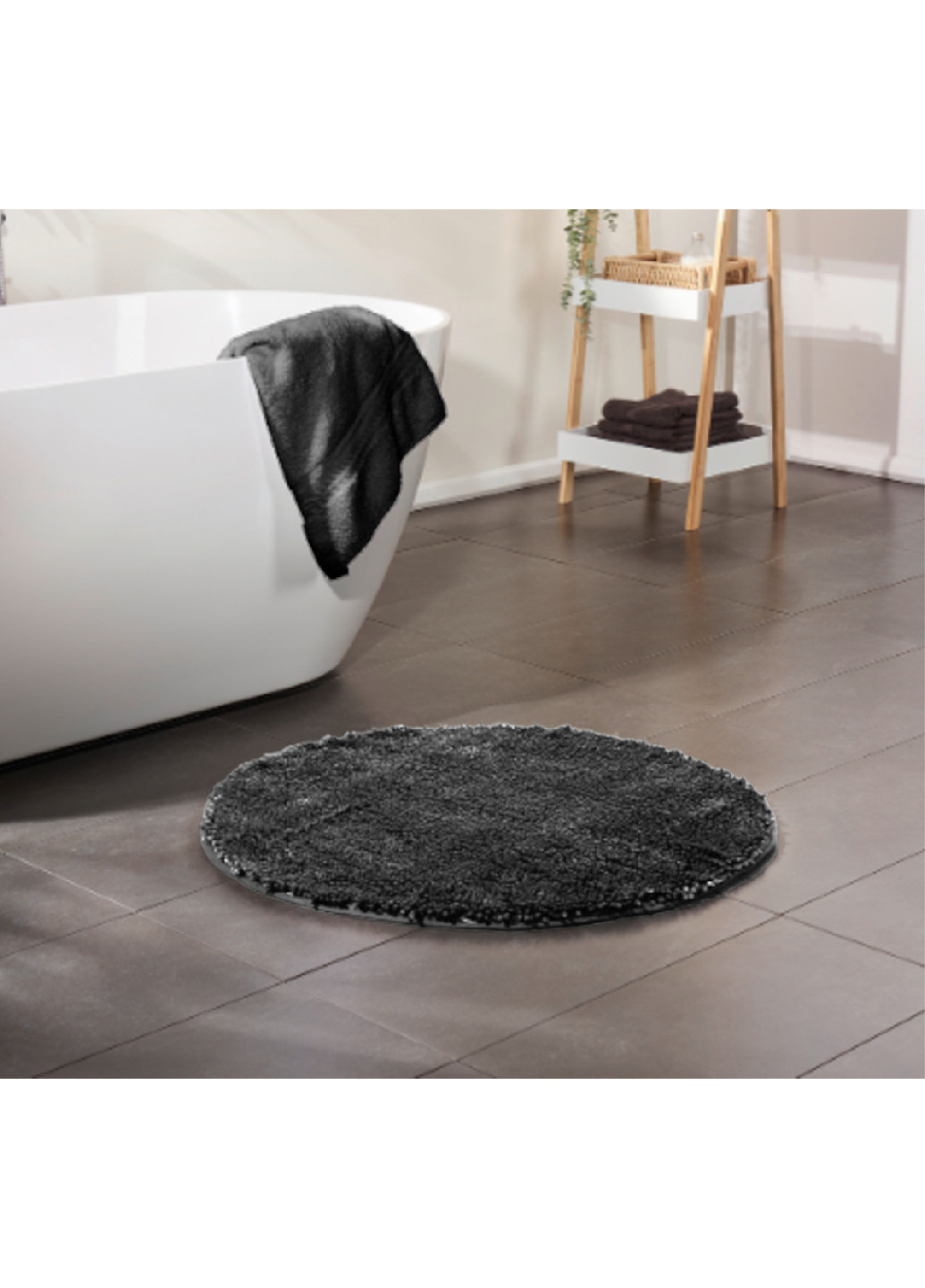 Круглий килимок для ванної з мікрофібри 80 см темно-сірий Home Ideas (276462085)