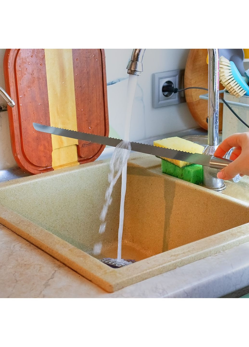 Ніж зубчастий кухонний для нарізки хліба з довгою пилкою з нержавіючої сталі 48 см Kitchen Master (269364729)