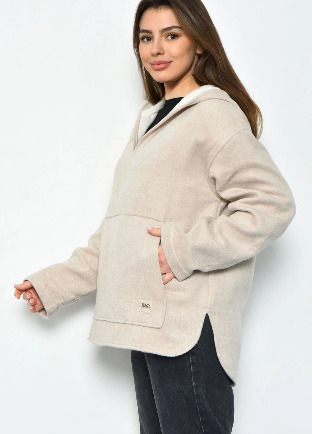 Худі жіноче байкове бежевого кольору Let's Shop (275867022)