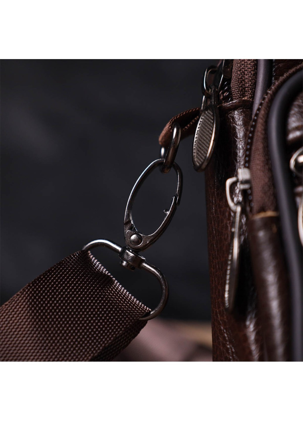 Мужская горизонтальная поясная сумка из натуральной кожи 21486 Коричневая Vintage (260360810)